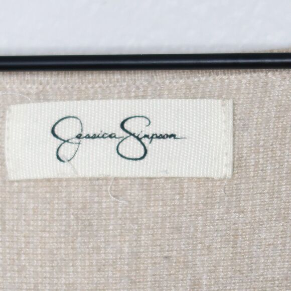 Jessica Simpson Sweater Crop Top‎ Small Beige Cream Thick Comfy Neutrals Classic - Picture 3 of 9